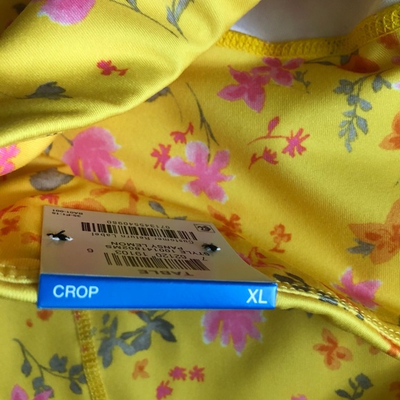 NWT Ideology Performance Cropped Leggings Pansy Lemon Yellow Floral Sz XL - Picture 5 of 11